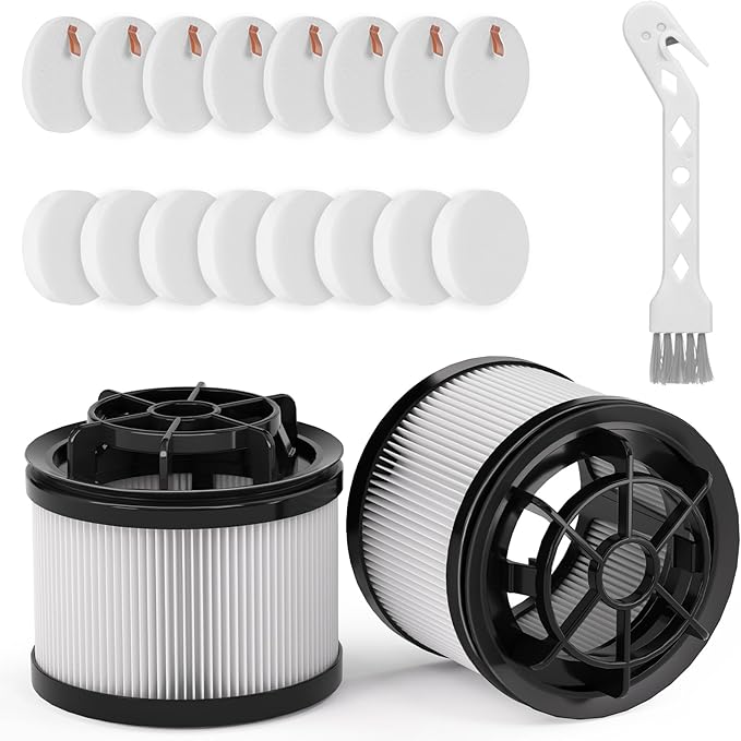 Leemone 18 PCS LVAC-200 Vacuum Filter Replacement, Compatible with Levoit LVAC-200 Cordless Stick Vacuum Cleaner (Model No. LSV-V201-WUS), 8 Pre-Motor Filters and 2 Post-Motor Filters