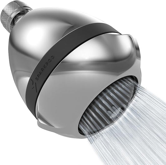SparkPod 3-Inch Extreme High Pressure Shower Heads - Pressure Boosting with Rain, Massage & Pulsating Mode, Powerful Water-Saving Showerhead - 2.5 GPM Fixed Shower Head (Polished Chrome)