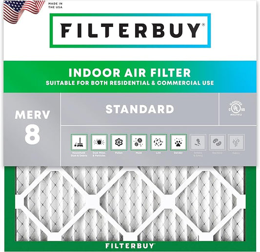 Filterbuy 24x24x1 Air Filter MERV 8 (MPR 700) Dust Defense Replacement (1-Pack), Electrostatic Pleated HVAC AC Furnace Filters, Made in USA (Actual Size: 23.38 x 23.38 x 0.75)