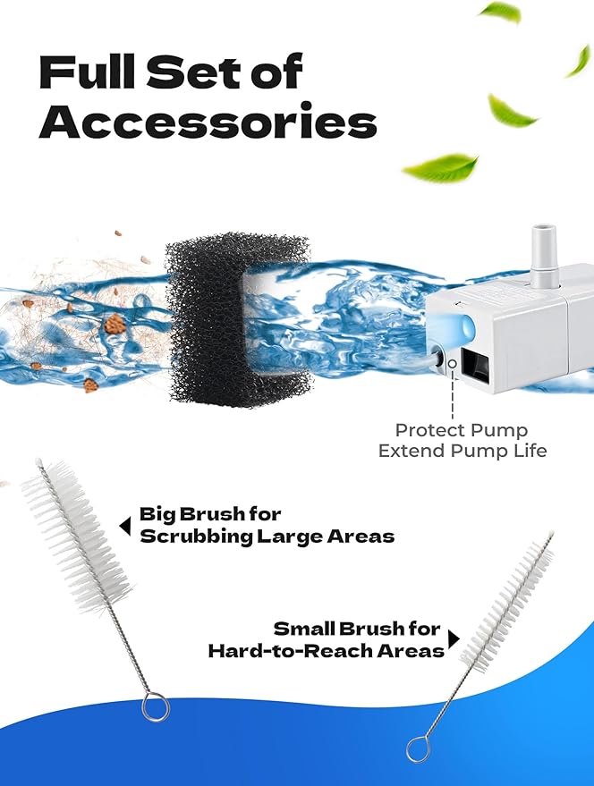 18 Pcs Cat Water Fountain Filters Compatible with Veken 95oz/2.8L Pet Fountains, Replacement Filter Kit with Sponges & Brushes, Triple Filtration for Fresh Clean Water, 2025 Upgraded