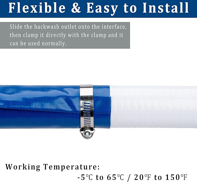 2 in x 50 ft Pool Backwash Hose Heavy Duty Drain Discharge Double PVC Lay flat General Purpose Vinyl Hose, Burst Resistant for Water Transfer Sump Pump Pool Filter (2in 50ft fiber reinforced hose)