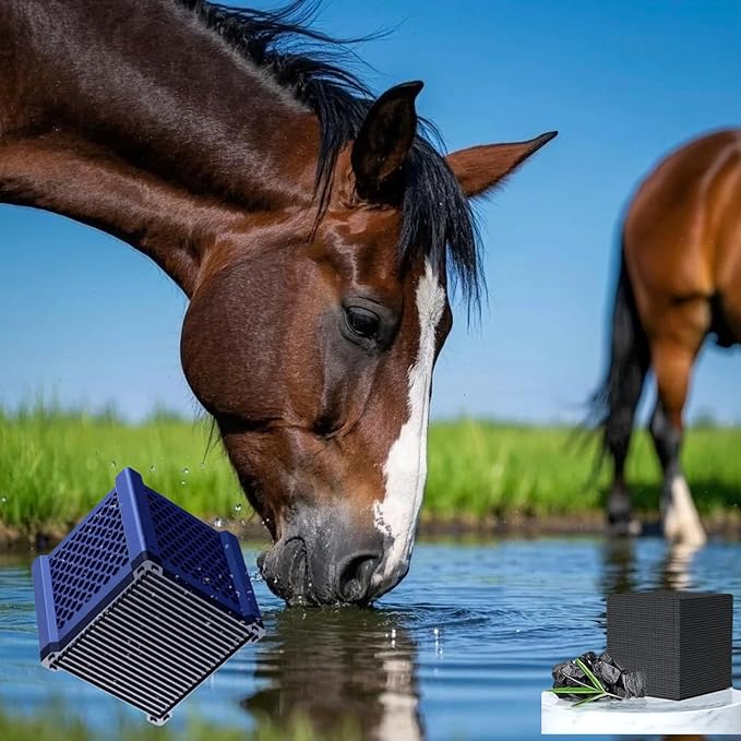 Pure Cube Water Trough Filter 2.0 Eco Aquarium Water Purifier Cube with Honeycomb Charcoal for Fish Tanks, Horse Troughs, Livestock & Stock Tanks (Blue, 1PCS)