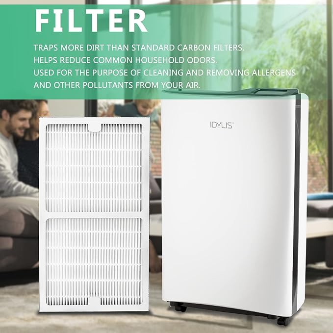 Gekufa Replacement Filter C Compatible with Idylis IAF-H-100C, IAP-10-200, IAP-10-280 for Idylis Air Purifiers Include 2 Filters & 2 Carbon Filters