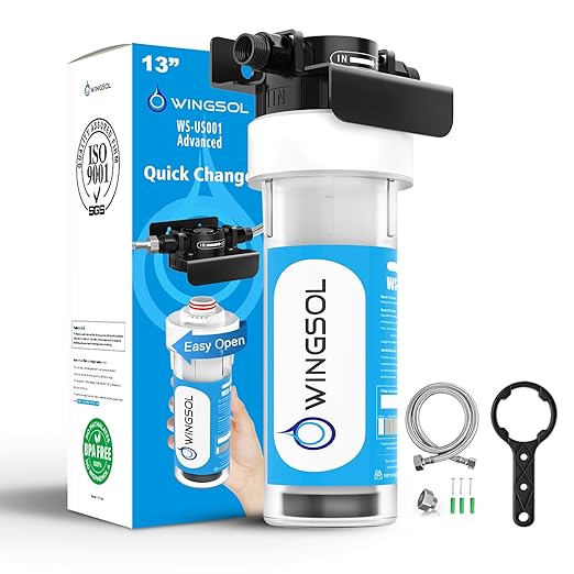 WINGSOL Under Sink Water Filter NSF/ANSI 42, Reduce 99.99% Chlorine, PFAS, PFOA/PFOS, Bad Taste & Odor, Sediment, Quick Change, Life Indication, 6K-Gallon Water Filtration System