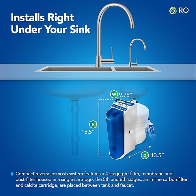 Kind Water 6-Stage Reverse Osmosis Drinking Water System with (Brushed Nickel Faucet (Brushed Nickel)