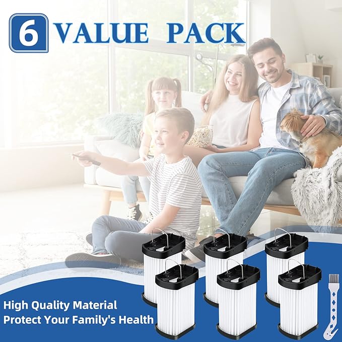 6 Pack Replacement Fabric Filter Compatible with Shark Cordless Handheld Vacuum WANDVAC WV401 WV401BL WV401PK WV403BR WV410PR WV410BL Compare to Part XFFWV400