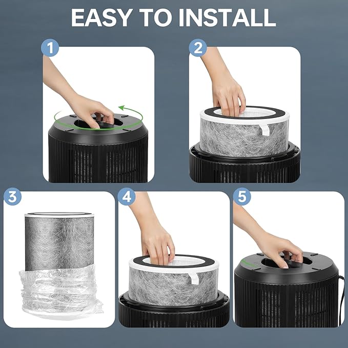 2Pack HP302 HP201 Replacement Filter Compatible with Shark HP201 HP202 HP302 HP301 HC502 AP1000 Air Purifier MAX, True Filter Cleans Up to 99.98% Particles Part # HE2FKBAS, HE2FKBASMB