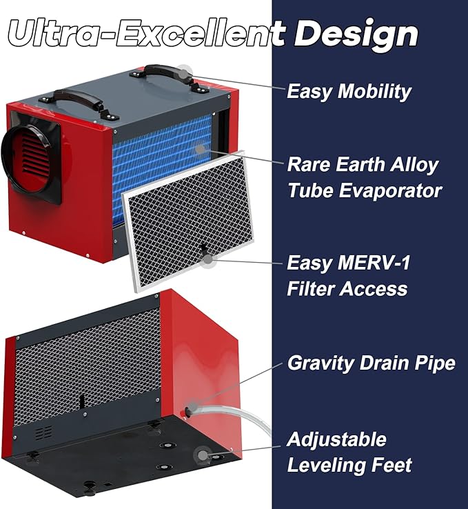 Abestorm Crawl Space Dehumidifier, 120Pint Commercial Dehumidifiers for Basement, Industrial Dehumidifier with Drain Hose, Portable Dehumidifier Crawlspace, Auto Defrosting, 5 Years Warranty