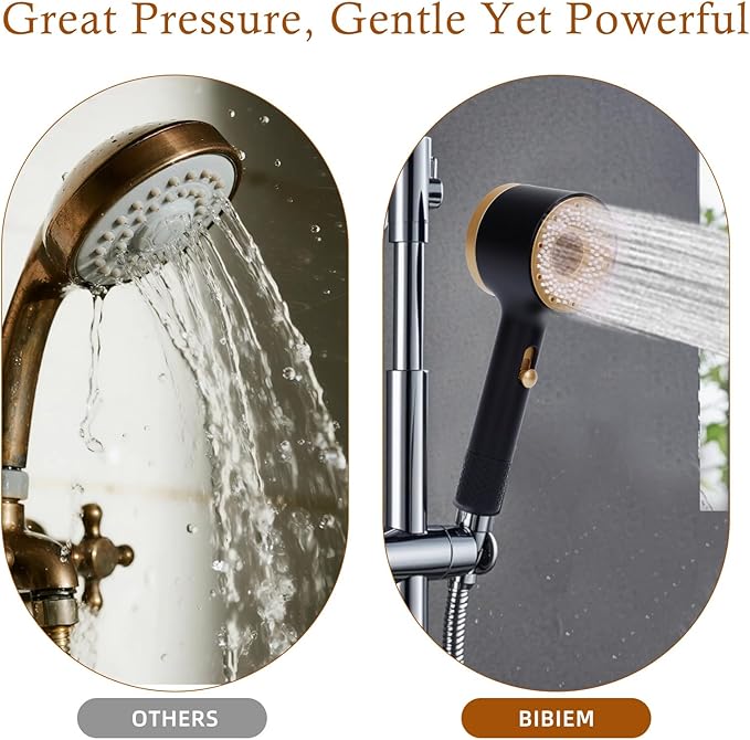 Handheld Filtered Shower Head, High Pressure, Reduce Impurities for Healthier, Skin & Hair, with NSF Certified Filtration for Hard Water Shower Filter & Vitamin C Aroma Ring (Black Gold)