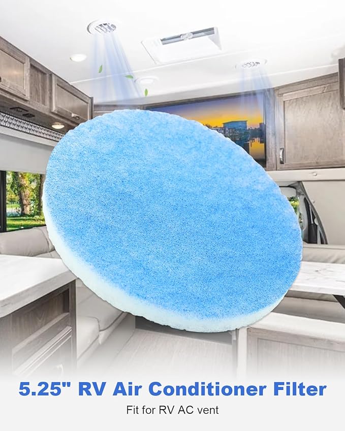 RV AC Air Conditioner Filter 5.25 inch Replacement Round, Upgrade to MERV-8 Air Duct Vent Filter Cleaner Air, 10 Pack