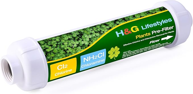 H&G lifestyles Garden Hose Water Filter for Chlorine Chloramine,Garden Hose Filter for Hard Water Plant,Catalytic Carbon KDF Resin,Soften Water, 3/4" GHT, Up to 10,000 Gallons