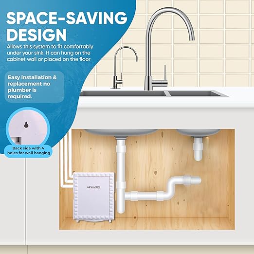 Tankless Under-Counter Water Filter System - 5-Stage Filtration Removes Odor & Chlorine, Includes Chrome Faucet - Ideal for Under Sink, Refrigerators, Coffee & Ice Makers