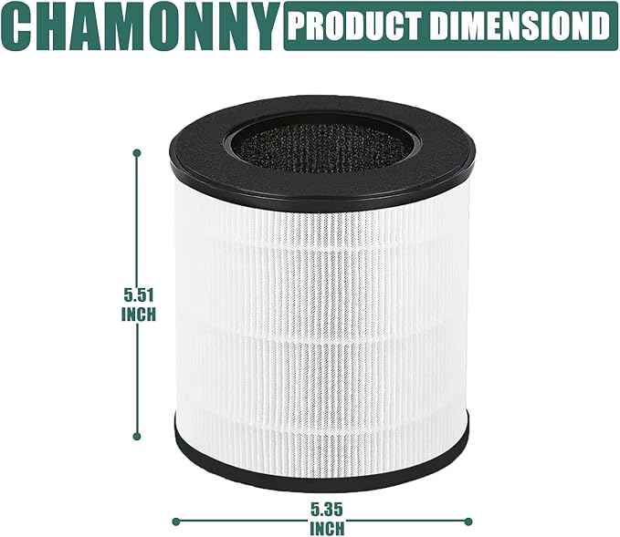 B-D02U Filter Replacement, Compatible with VEWIOR B-D02U Air Purifier and MOO-KA B-D02L and KOIOS B-D02L Air Purifier, 4Pack