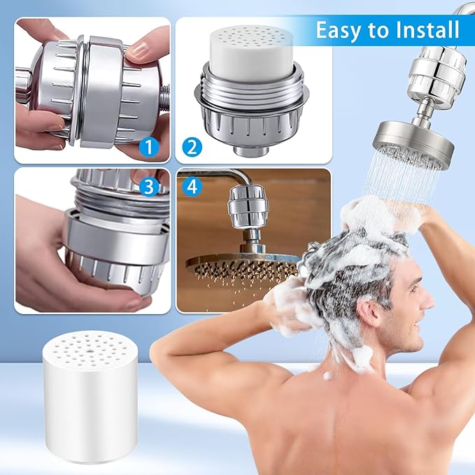 MZY LLC 4 Pack 22 Stage Shower Filter Replacement, Universal Shower Filter Removes Heavy Metals, Compatible with Similar Designs