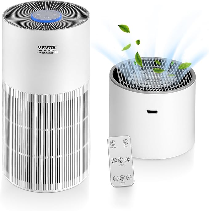 VEVOR 2 in 1 Air Purifier with Humidifier, Covers Up to 1090 ft² in One Hour, True HEPA 11 Filter, 22dB Quiet, Filters Up to 95% of Smoke, Dust, Pet Dander, Air Cleaner for Home, Large Room, Bedroom