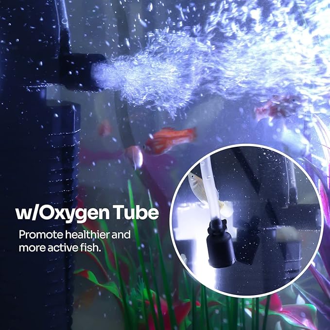 Aquarium Internal Filter for 10-50 Gallon Tanks, 13W Power Biochemical Sponge Fish Turtle Tank Filter with Aeration System, Silent Submersible Filters, 212 GPH