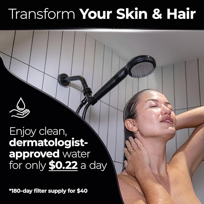 Silvery High Pressure Filtered Shower Head - Dermatologist-Approved Clean Water with Silvery Technology™ Filter - Showerhead Removes Impurities for Healthier Skin, Hair, Scalp (Handheld Showerhead)