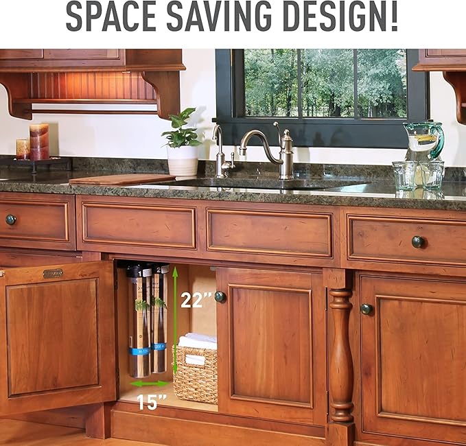 Pentair Everpure H-1200 Drinking Water System, EV928200, NSF Certified to Reduce Lead & PFOA/PFOS, Dual Cartridge System with Filter Head, Cartridges and Hardware, 1,000 Gallon Capacity, 0.5 Micron