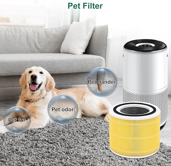 2 Pack Core 300/Core P350 Compatible with LEVOIT Core P350/Core 300 and Core 300S, Grade True Filter High-Efficiency Activated Carbon, Compare to Part # Core 300-RF (Yellow-2 Pack)