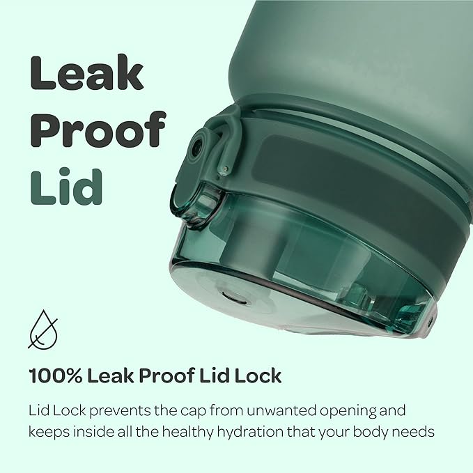 Hydracy Water Bottle with Time Marker -Large BPA Free Water Bottle & No Sweat Sleeve -Leak Proof Gym Bottle with Fruit Infuser Strainer & Times to Drink -Ideal for Fitness Sports & Outdoors