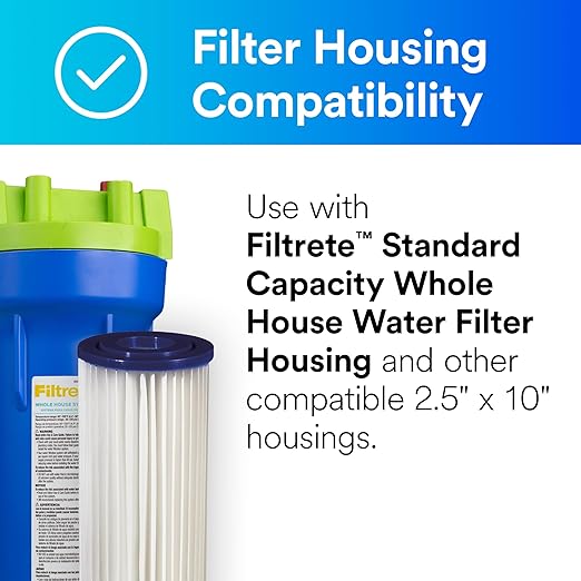 Filtrete Standard Capacity Whole House Pleated Replacement Water Filter 3WH-STDPL-F02, 2 pack, for use with 3WH-STD-S01 System