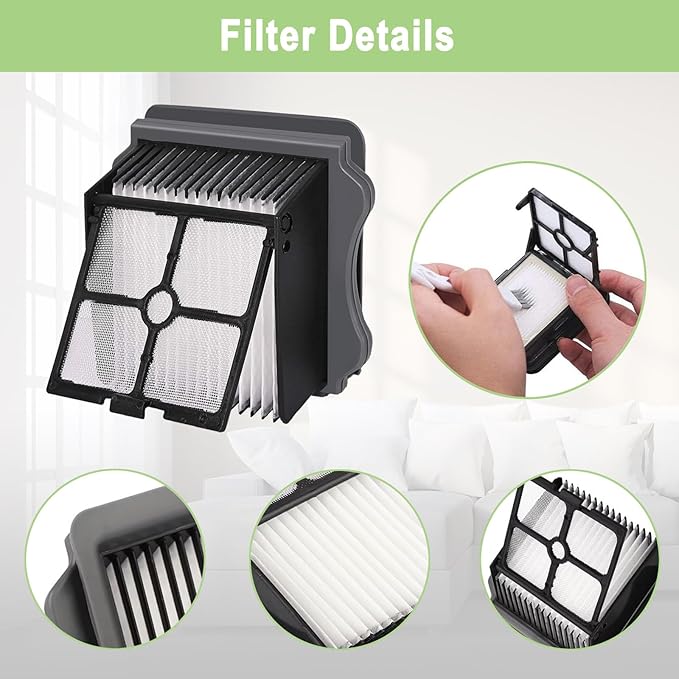 Brush and Filters Replacement Parts Accessories Compatible for Tineco Floor ONE S5/Floor One S5 Pro Cordless Vacuum Cleaner, 4 Roller Brushes, 4 Filters