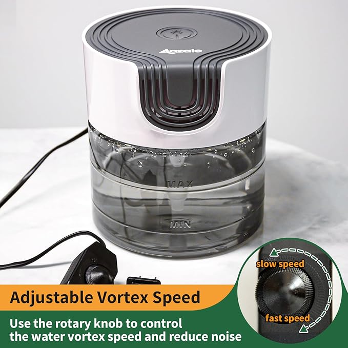 Aozale Water Air Purifier for Home, Quiet Variable Speed Water-Based Air Purifiers with LED Night Light, Essential Oil Aroma Diffuser, Humidifier & Freshener - for Home Pets Odors, Smoke (Gray)