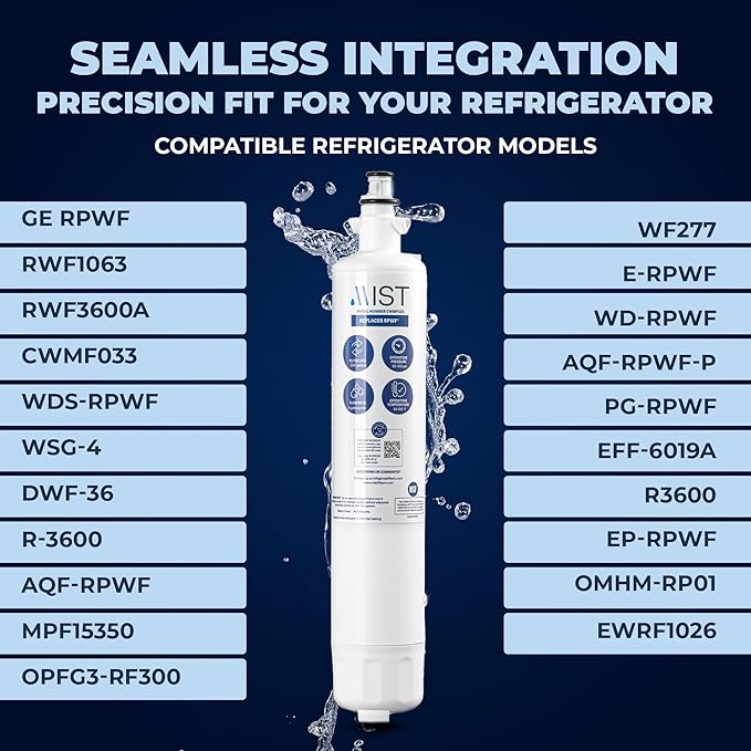GE Refrigerator Water Filter - RPWF Replacement (1 Pack) Compatible with RWF1063, RWF3600A, WSG-4, DWF-36, R-3600, MPF15350, OPFG3-RF300, BCF77