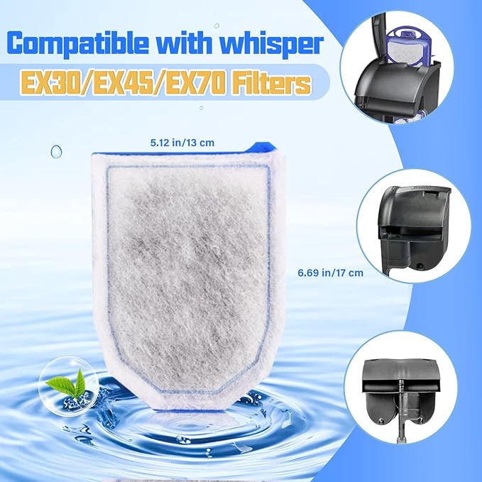 9 Pack Carbon Filter Large Compatible with Tetra Whisper EX30/EX45/EX70 Filters, Replacement Filter Cartridges Compatible with Whisper EX30/EX45/EX70 Filters
