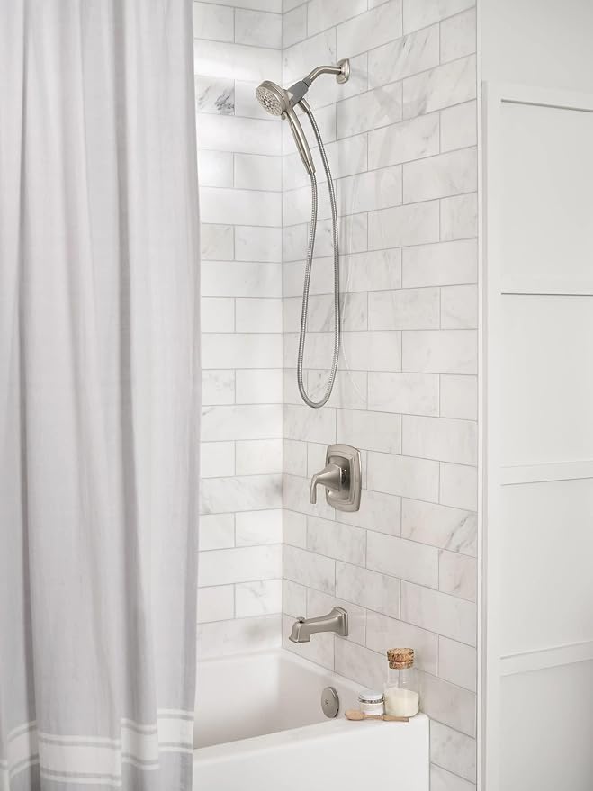 Moen Engage Magnetix Spot Resist Brushed Nickel 3.5-Inch Six-Function Detachable Handheld Showerhead with Magnetic Docking System, 26100SRN