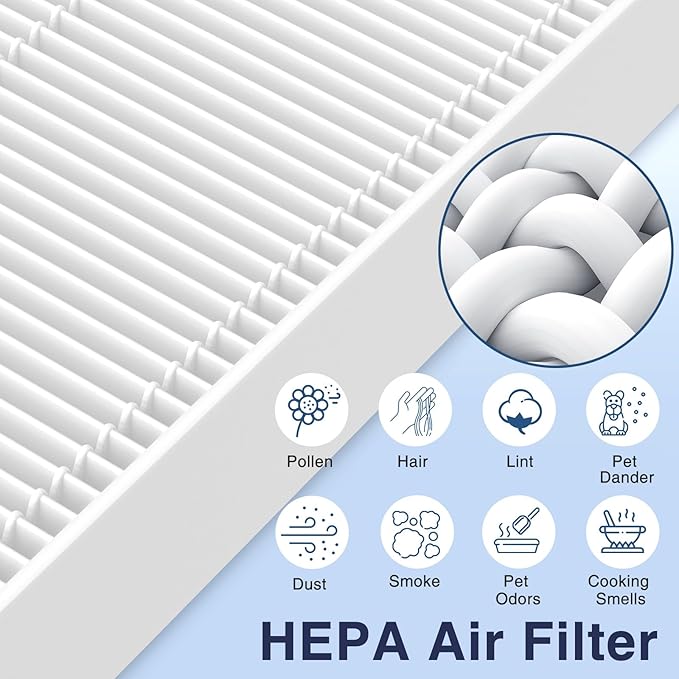 [2+8 Pack] 115115 Replacement Filter A Size 21 for Winix PlasmaWave C535, 5300, 5300-2, P300, 6300, 6300-2, AM90, 9000, 5000, 5000B, C909, 9800 Air Purifiers, 2 HEPA Filters+8 Pre-Filters