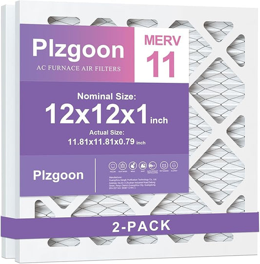 12x12x1 Air Filter MERV 11 (2 pack) MPR 1000 Pleated AC Furnace Filters Replacement Compatible with Air Conditioner HVAC AC Furnace Air Filter (Exact Dimensions: 11.81"L x 11.81"W x 0.79"Th)