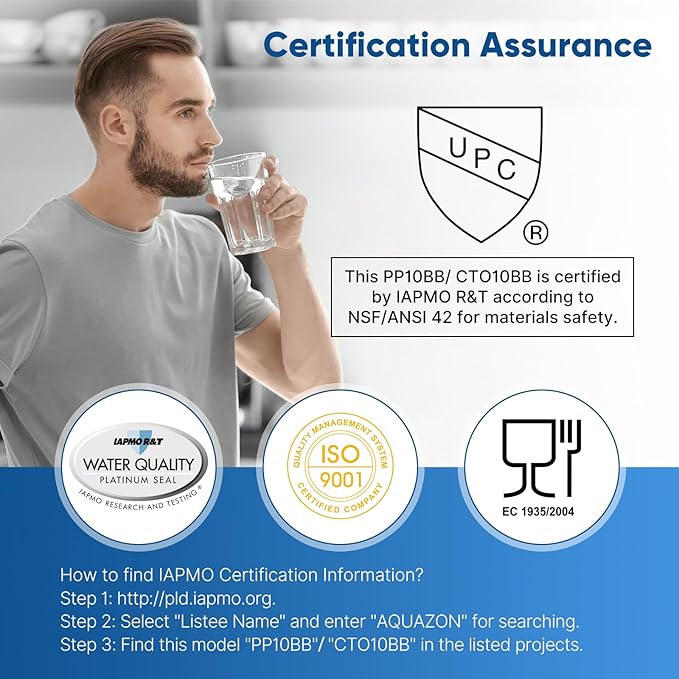 PUREPLUS 5 Micron 4.5"x10" Whole House Water Filter Combo, with Sediment and Activated Carbon Block Filter, Replacement for WGB21B, F2WGB21B, RFC-BBSA, HD-950, WFHD13001B, WFHDC8001, CB-BB-10, 1PACK