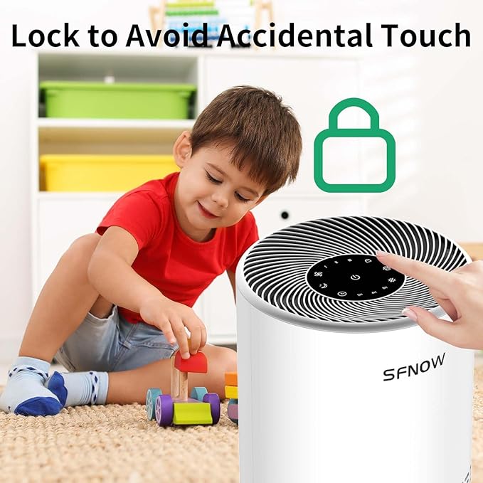 Air Purifiers for Home Pets Hair in Bedroom, Air Cleaner Covers Up to 1050 ft² Remove Smoke Pollen Dander Hair Smell, with HEPA Sleep Mode For Home Office Living Room Drom, SAP300C, White