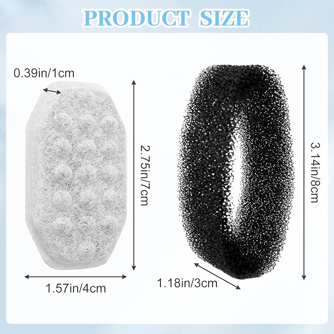 16 Pcs Cat Water Fountain Replacement Filters & Pre-Filter Sponges for Rellaty Neareal 108oz/3.2 Stainless Steel Pet Water Fountain Automatic Pet Fountain with Water Level Window