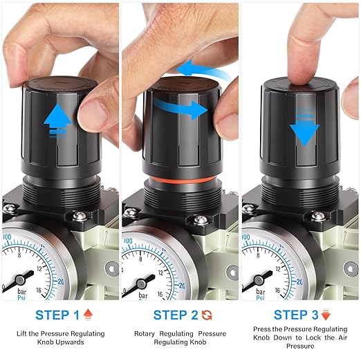 TAILONZ PNEUMATIC 0-240PSI 3/4 Inch NPT Industrial Grade 4 Stage Air Drying System,Particulate Filter,Double Desiccant Dryer,5 Micron Filter and 0.01 Micron Filter(Automatic Drainage)