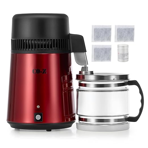 CO-Z Water Distiller, Stainless Steel Distilling Pure Water Machine for Home Countertop Table Desktop, 4L Distilled Water Making Machine, 4 Liter Water Purifier to Make Clean Water for Home