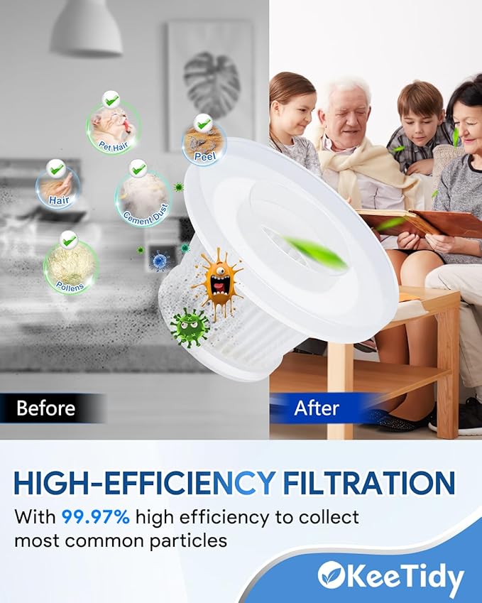 Replacement Filter Compatible with Horsepower Duck Compact Cordless Vacuum Cleaner AS Seen On TV, Vacuum Cleaner Filter Replacement Parts, 8+1 Pack