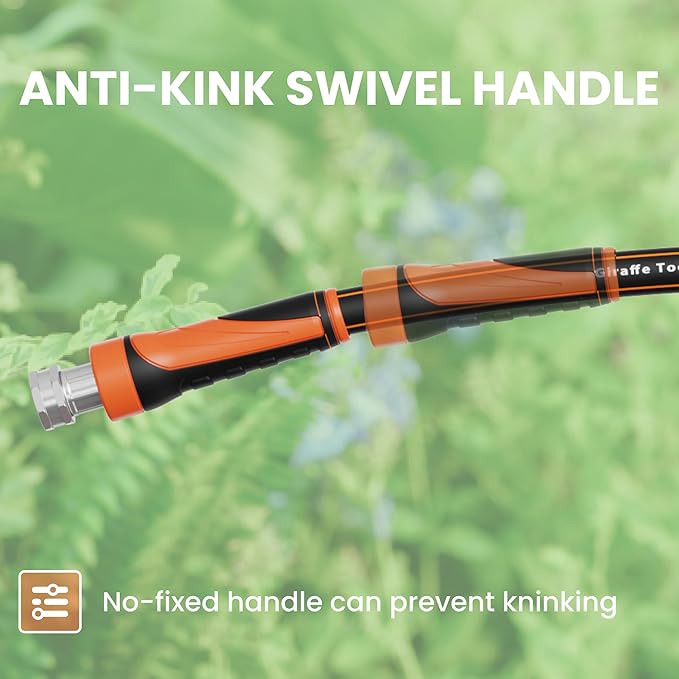 Giraffe Tools Garden Leader Hose 15ft x 5/8", Short Water Hose Heavy Duty, Flexible, Lightweight Hybrid Hose with Swivel Handle, Double Female Fittings, Burst 600 PSI