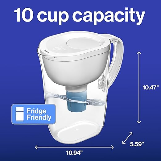 Brita Water Pitcher, Everyday Elite Filter, Removes 99% of Lead, Includes 1 Filter, 10-Cup Capacity, White