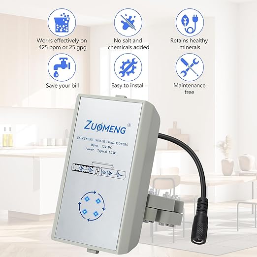 Electronic Water Descaler, Zuomeng Whole House Descaler with High Efficiency in Dissolving Scale for 5000-10000 sq ft Homes, 2” Pipes, Water Softener Alternative, No Chemicals, Salt or Filters