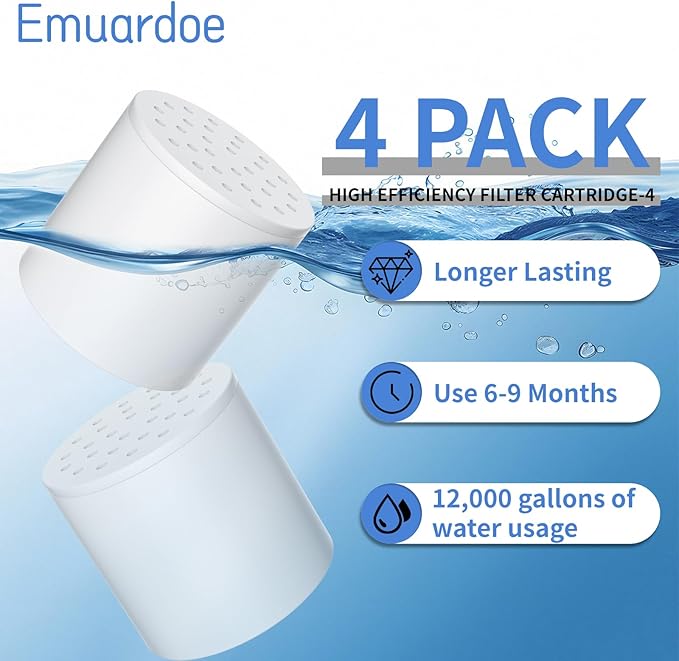 4 Pack 20 Stage Shower Filter Universal Replacement Cartridge- Removes Chlorine, Heavy Metals, Iron, Other Sediments, Water Softener with High Output,Fit Any Similar Design Shower Water Filter