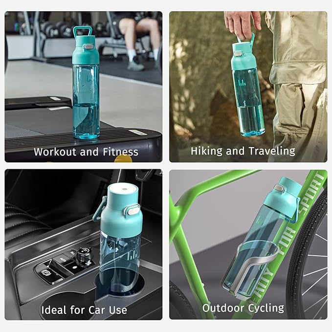 750ml Leak Proof Water Bottle with Flip Top Lid, BPA-Free USA Tritan Drink Bottle, Dishwasher Safe for Office, Outdoor & Daily Use (Teal, 1 Pack)