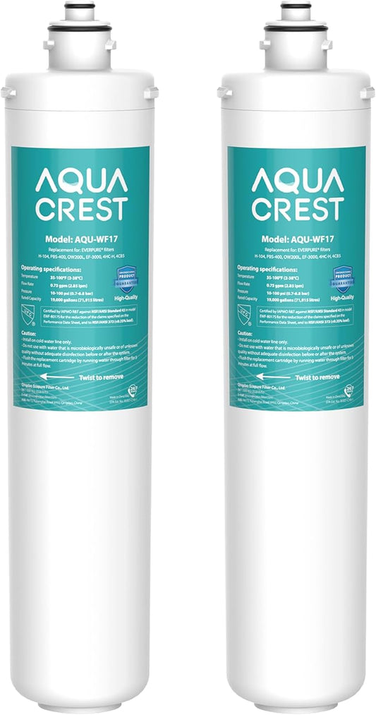 AQUA CREST H-104 19000 Gallons, Replacement Cartridge for Everpure H-104, EV961211, EF-3000, PBS-400, OW200L, 6TO-BW, MR-100, MR-225, EV9262-71, EF9857-00, 0.5 Micron, Pack of 2