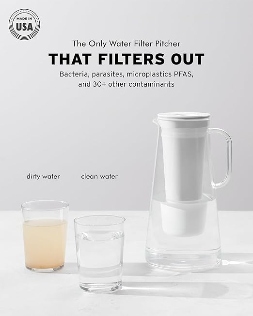 LifeStraw Home – Water Filter Pitcher, 7-Cup, Wisteria, BPA Free Designed for Everyday Protection Against Bacteria, parasites, microplastics, Lead, Mercury, PFAS, and a Variety of Chemicals