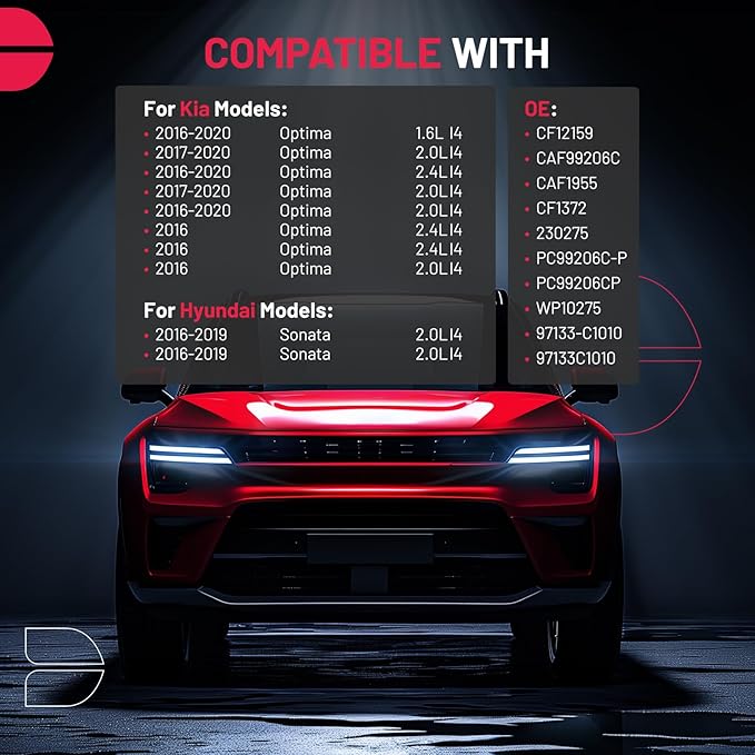BDFHYK Cabin Air Filter with Activated Carbon Compatible with Kia Optima 2016 2017 2018 2019 2020, Compatible with Hyundai Sonata 2016 2017 2018 2019, Replace# CF12159, 97133C1010, PC99206CP