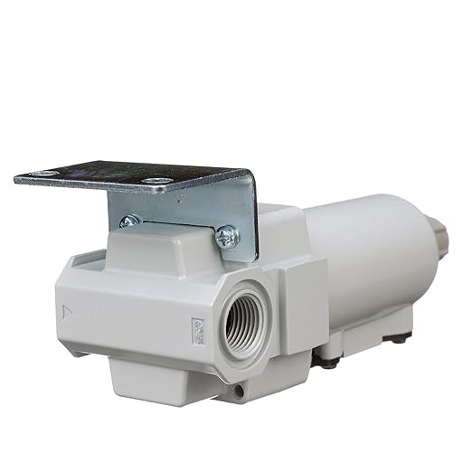 PneumaticPlus SAFM300-N03B-MEP Compressed Air Coalescing Filter, 0.1 Micron, 3/8" NPT - Metal Bowl, Manual Drain, Bracket