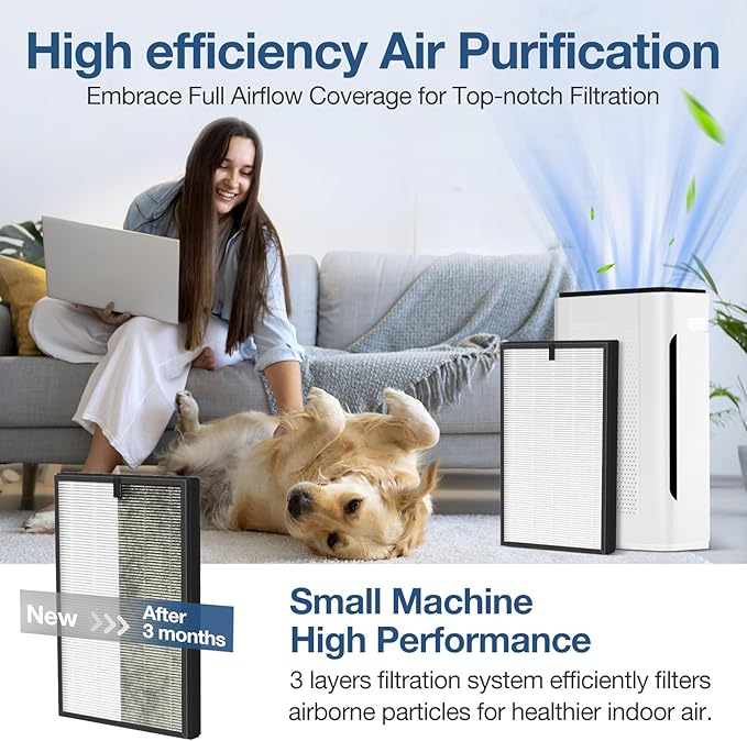 2 Packs Pure Morning APH260 Replacement Filter for APH260, 3-in-1 Filter System Include Pre-Filter, True HEPA Filter and Activated Carbon Filter