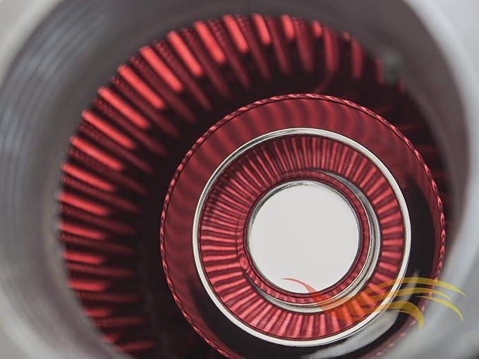 RED 3.25" 82.5 mm Inlet Cold Air Cone Replacement Quality Performance Washable Clamp-On Dry Air Filter