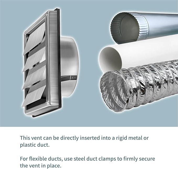 4/5/6-Inch Dryer Vent Cover Outdoor for House, Exhaust vent Wall Vent Outside (Louvered design 4-Inch)